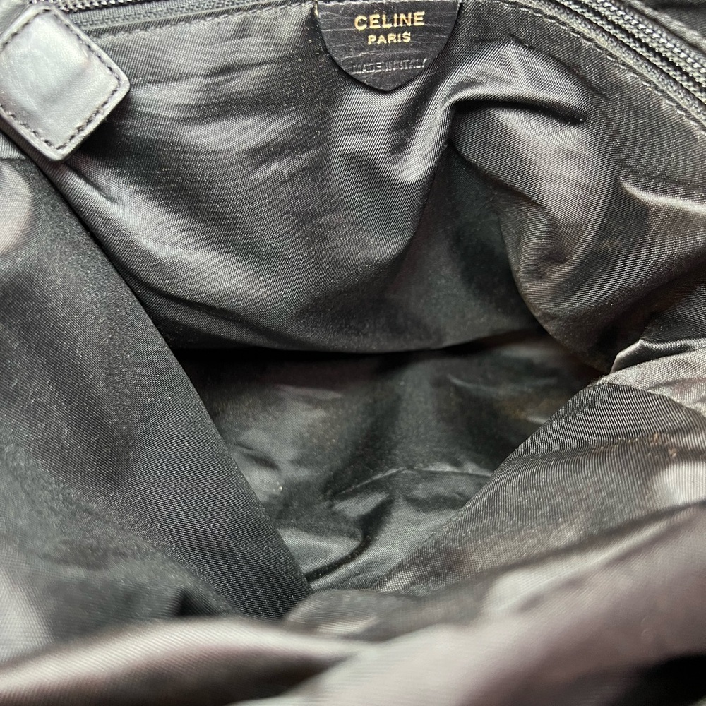 Celine Round Logo Nylon Tote Bag - Black and Gold - EUC - Picture 15 of 16